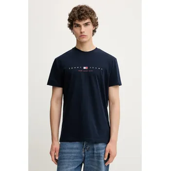 Pánské tričko Bavlněné tričko Tommy Jeans pánské, tmavomodrá barva, s potiskem, DM0DM21911 59X, vel. L