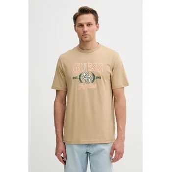 Bavlněné tričko Guess 4G M5YI22.K8FQ4 béžová 80X, vel. XL