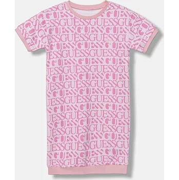 Dámské šaty Dětské bavlněné šaty Guess růžová barva, mini, J5YK07 KAD74 J5YK07.KAD74.9BYA 30X, vel. 125-135