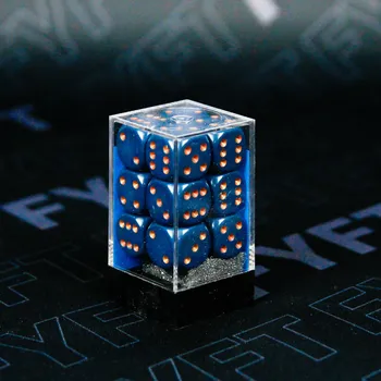 Příslušenství k deskovým hrám Sada 12 kostek D6 - Dusty Blue / Copper (Chessex)