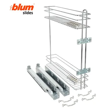 Odpadkový koš Interex design Plnovýsuvný koš SMART boční s tlumením na výsuvech BLUM / Lesklý chrom Levý 150 mm