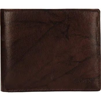 Peněženka Lagen V-75 tmavě hnědá pánská kožená peněženka + DÁREK