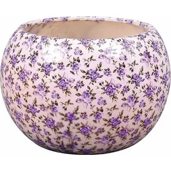 Obal na květináč Obal Manes s jemným fialovým kvítkem 13cm keramický
