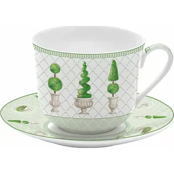 Easy Life, Itálie Easy Life - Porcelánový šálek a podšálek Topiary v dárkové krabičce - 400 ml