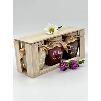 Včelařství Thomayer Dřevěná dárková krabička ovocných medů