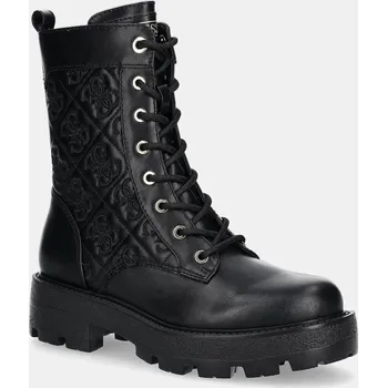 Dámské kozačky Nízké kozačky Guess YANCEE dámské, černá barva, na plochém podpatku, FLTYAN ELE10 FLTYAN.ELE10.BLACK 99X, EUR 40