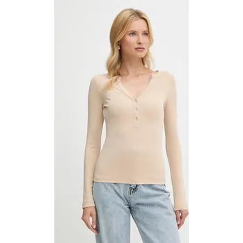 Tričko s dlouhým rukávem Guess LENA W5YP12.KCTC2 béžová 80X, vel. XXL