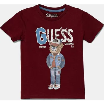 Chlapecké oblečení Dětské bavlněné tričko Guess vínová barva, N5YI22 K8HM4 N5YI22.K8HM4.9BYA 83X, vel. 88-96