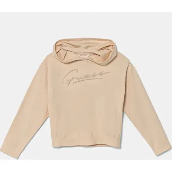 Chlapecká mikina Dětská mikina Guess béžová barva, s kapucí, s aplikací, J5RR13 Z3KS0 J5RR13.Z3KS0.9BYA 08X, vel. 158-166
