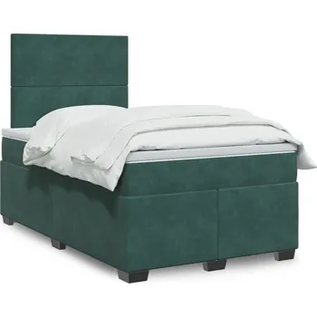 Postel vidaXL Box spring postel s matrací 120 x 200 cm samet [3293178] Barva: Tmavě zelená