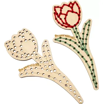 Dřevěný tulipán na vyšití - 19 x 9 cm - PANÍ UČITELCE/ASISTENTCE