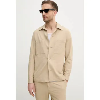 Pánská košile Košile BOSS pánská, béžová barva, regular, s klasickým límcem, 50540695 08X, vel. 54