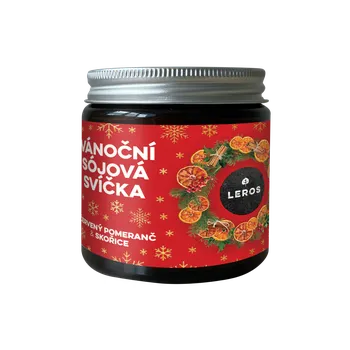 Svíčka Leros Vánoční sójová svíčka červený pomeranč & skořice