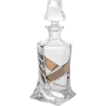 Skleněná láhev na whisky, Crystalite Bohemia, QUADRO, Zlato, 400 ml
