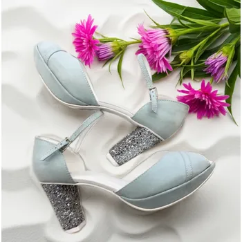 Dámské lodičky Semišové boty na platformě - mentolové Velikost obuvi: 35