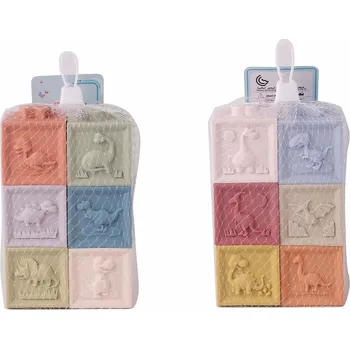 Hračka pro nejmenší Kostky s dinosaury eko plast set 6 ks 5 cm