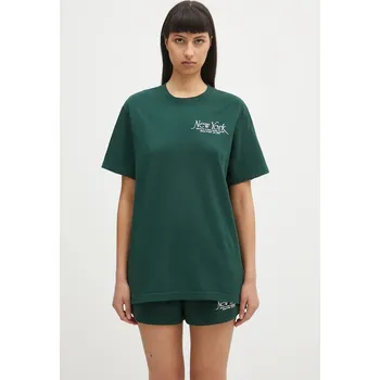 Bavlněné tričko Sporty & Rich Ny 94 dámské, zelená barva, TO043606034GR10, M, 79X