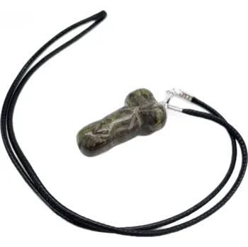Přívěsek Heliotrop / Bloodstone Penis amulet pro plodnost, přívěsek přírodní kámen ručně broušený 3 cm, kámen odvahy