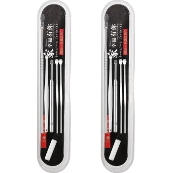 Čistič uší Precizní čistič uší se lžičkou a kyretou | čistič uší, sada nástrojů - 2 stříbrné - 6 ks