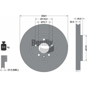 Brzdový kotouč Brzdový kotouč BENDIX Braking BDS1299HC