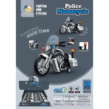 Hračka Motorka policie na setrvačník s efekty 16 cm