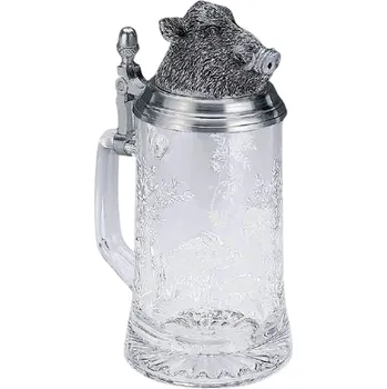 Artina Korbel s 3D víčkem, 500 ml, motiv s divočákem, sklo a cín