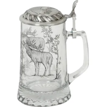 Sklenice Artina Korbel s víčkem, 500 ml, motiv s jelenem, sklo a cín