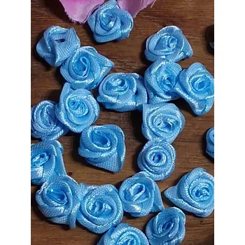 Saténová textilní růže Ø13-15 mm modrá světlá