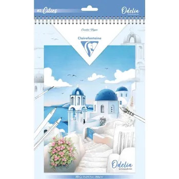 Umělecký papír Omalovánky Clairefontaine Odelia Cities - A4, 6 motivů, 20 listů, 250g/m2