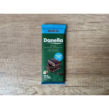 Čokoláda Nugeta Danella Hořká čokoláda s lískovými ořechy bez cukru 85g