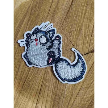 Textilní nažehlovací páska Nažehlovačka kocour šedo modrý