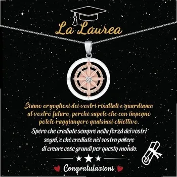 Náhrdelník Náhrdelník s kompasem CheersLife, dárek k promoci, náhrdelník k promoci IT