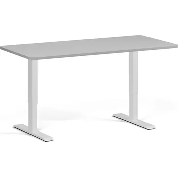 Počítačový stůl Polohovací stůl se zaoblenými rohy, 160x80 cm, 2 motory, bílá podnož, šedá