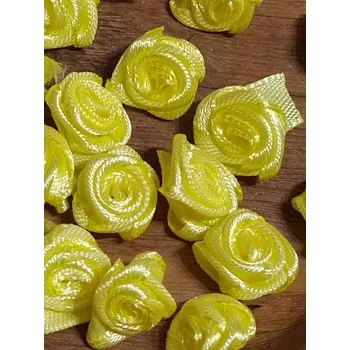 Saténová textilní růže Ø13-15 mm žlutá