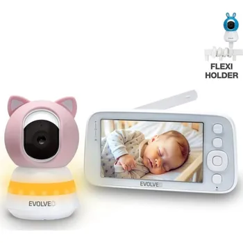 EVOLVEO Baby Monitor N5, Set videochůvičky s 360° dohledem, obousměrnou komunikací a ukolébavkami, růžová CAM-5-P