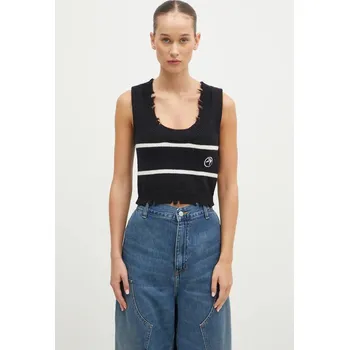 Dámská vesta Bavlněná vesta AMBUSH Destroyed Rib Round Neck černá barva, BWHT003F24KNI0011031, S, 99X