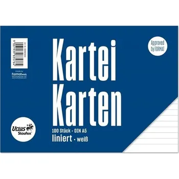 Kartotéka Listy do kartotéky A5 - linkované, 100 ks