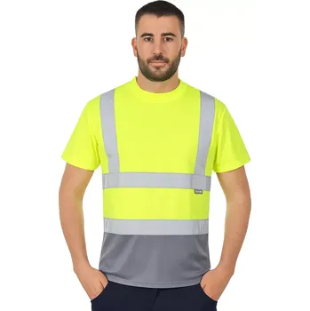 Reflexní funkční triko PORTWEST S378 Hi-Vis dvoubarevné, Žlutá/šedá, vel. M