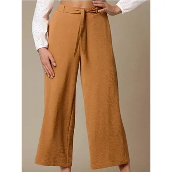 Sinsay - Kalhoty s širokými nohavicemi a vázáním - jantarová - 673FJ-18X - 673FJ-18X-XL