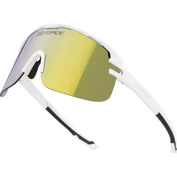 cyklistické brýle brýle FORCE EPIC, bílé, žluté zrc. sklo