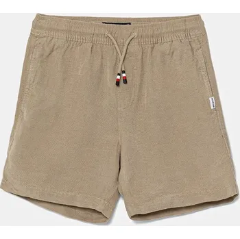 Chlapecké kraťasy Dětské plátěné šortky Tommy Hilfiger KB0KB09643.PPYA béžová 08X, vel. 128