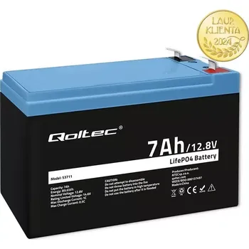 Trakční baterie *Qoltec 53711 Baterie LiFePO4 lithiová železná fosfátová baterie | 12,8V | 7Ah | 89,6 Wh | BMS (Baterie Qoltec 7Ah LiFePO4 je spolehlivým zdrojem energie pro vaše energetické potřeby. Bezúdržbový, ekologický a zcela bezpečný výrobek. Určeno pro cyklické)