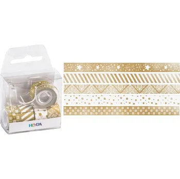 Samolepicí páska "Mini" 12 mm x 3 m - zlatá, 5 ks