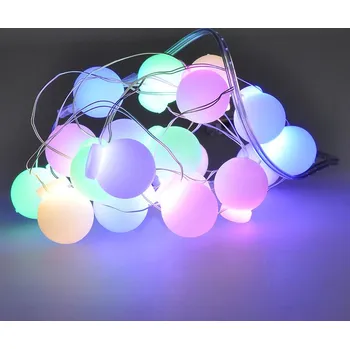 Vánoční dekorace Solight LED vánoční řetěz barevné koule, 20x LED, 2m, 2x AA