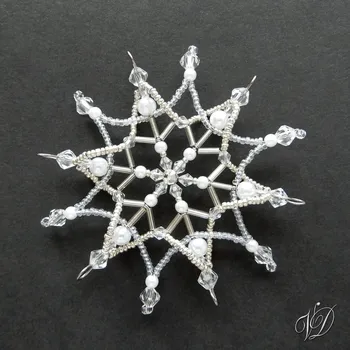 Vánoční ozdoba Vánoční korálková hvězda 0483 - Kolekce Silver - 3D (PEVNÁ A NEREZ) Christmas bead ornament (Vánoční hvězda z korálků - Korálková hvězdička a vločka - Hvězdy a hvězdičky z korálků - Christmas bead star)