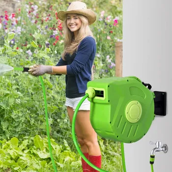 Držák na zahradní hadici Automatický naviják na hadici 15 m | zelený