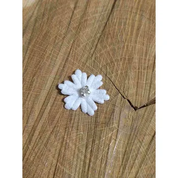 Nášivka Aplikace vločka / květ s kamínkem Ø30 mm bílá