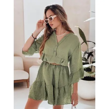 Dámské šaty Letní mušelínové šaty LYVONNE tmavě zelené