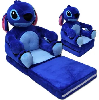 MAXMAX Dětské plyšové rozkládací křesílko LEO modrá