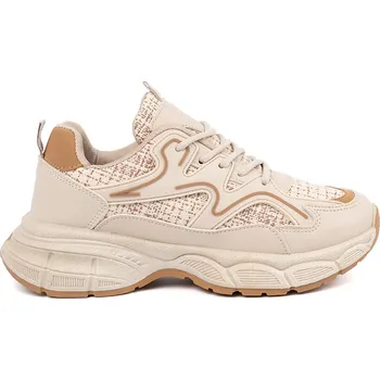 Dámské tenisky Dámské světle béžové sneakersy na platformě 23026BE Velikost: 38